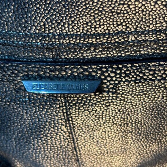 ELIZABETH & JAMES Silver Metallic Pebbled Leather Flap Over Clutch Handbag - Picture 4 of 11